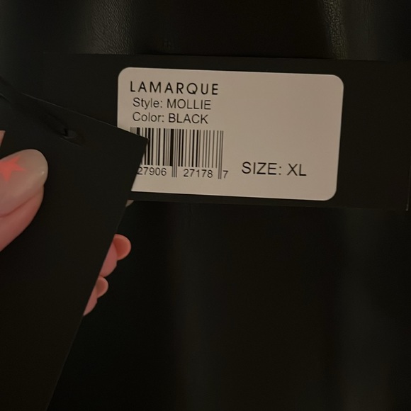 Lamarque Mollie Womens Vegan Leather Feather Mini Dress - Picture 6 of 8